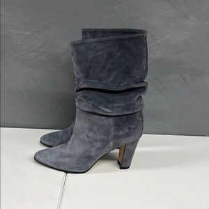 Manolo Blahnik Grey Suede Heeled Boots